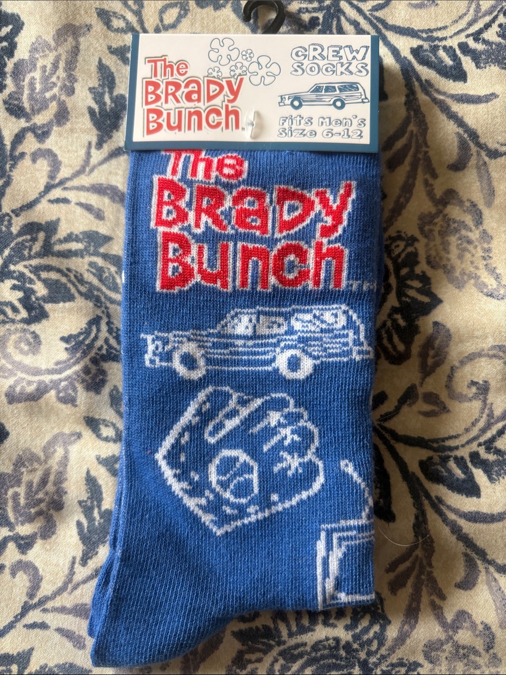 The Brady Bunch Blue Crew Socks for Men - Branded Graphic Design New